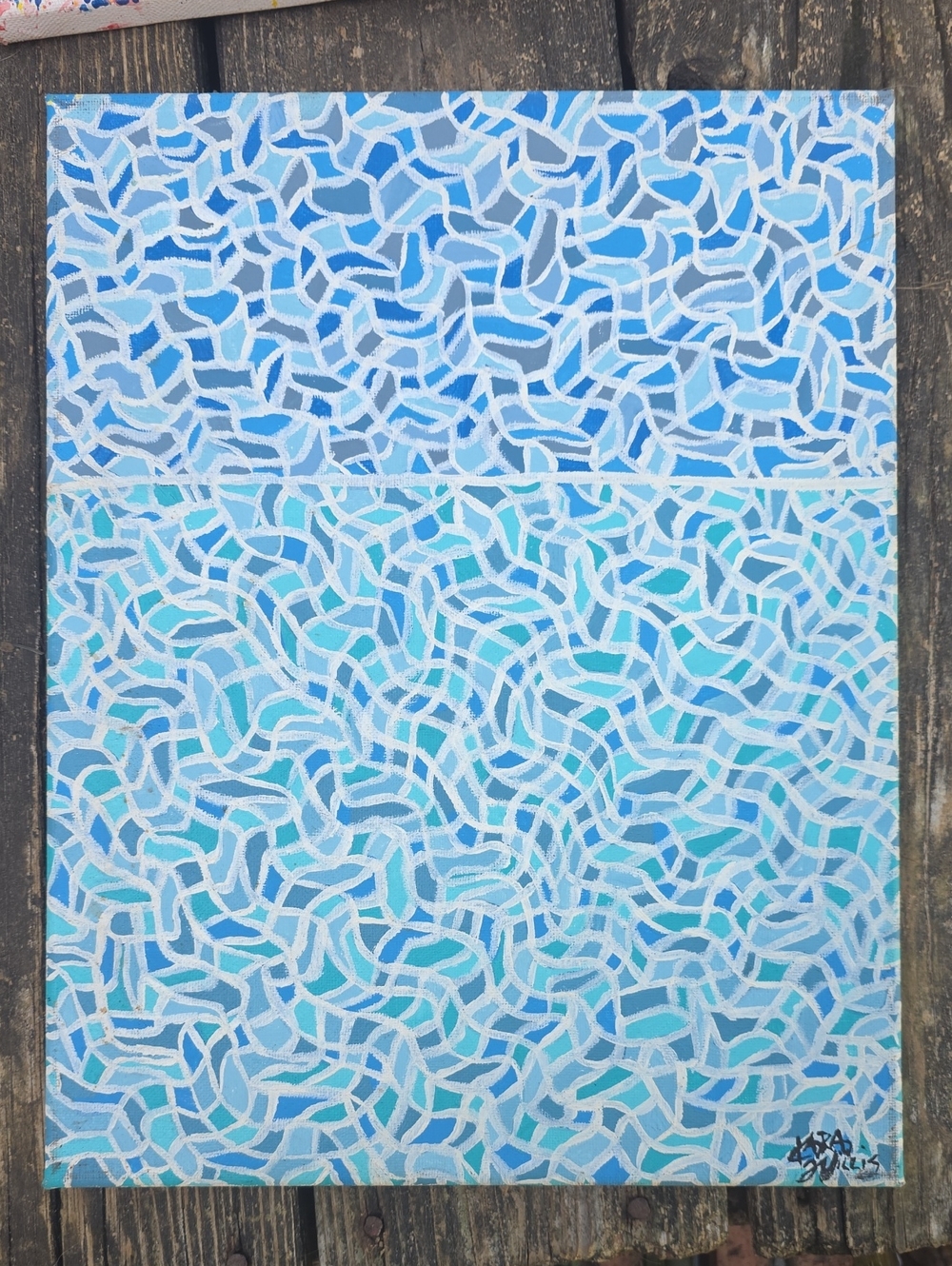 Abstract Blue Mosaic Wall Art Canvas - Unbranded 11x14 Seascape